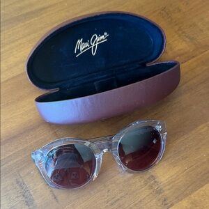 Maui Jim Clear Frame Sunglasses with Brown Lenses